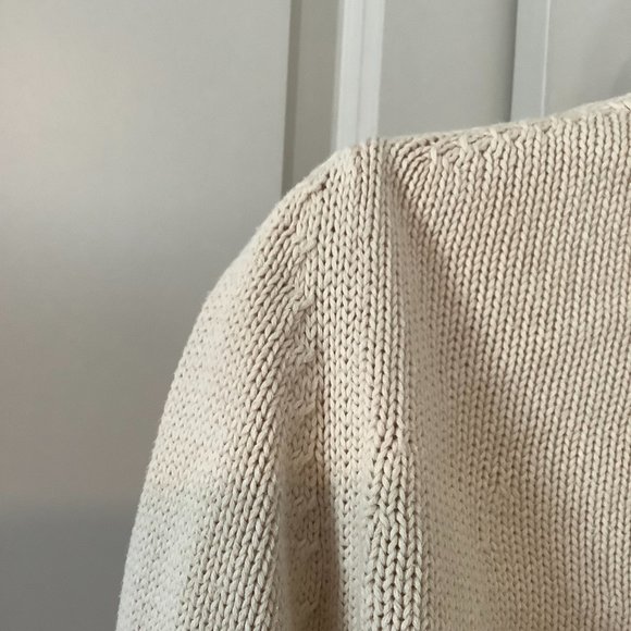 Willi smith Cardigan Women's Size Small 100% cotton V neck Cream Knit Button up - Picture 8 of 11